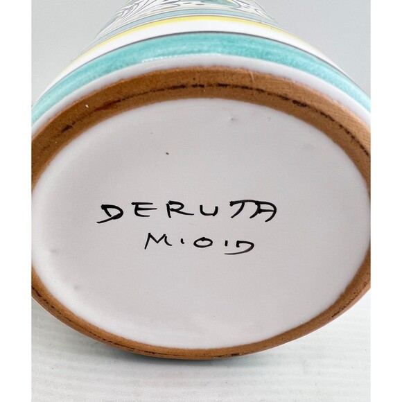 Deruta Pottery Canister Rooster Floral Pattern ITALY Coffee Sugar 7" Tall Multi - Picture 7 of 12